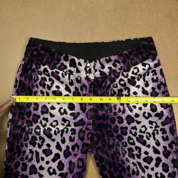 Vintage Lip Service Freaks in Fur Purple Leopard Print Pants Y2K Mall Goth Faux - Picture 10 of 16